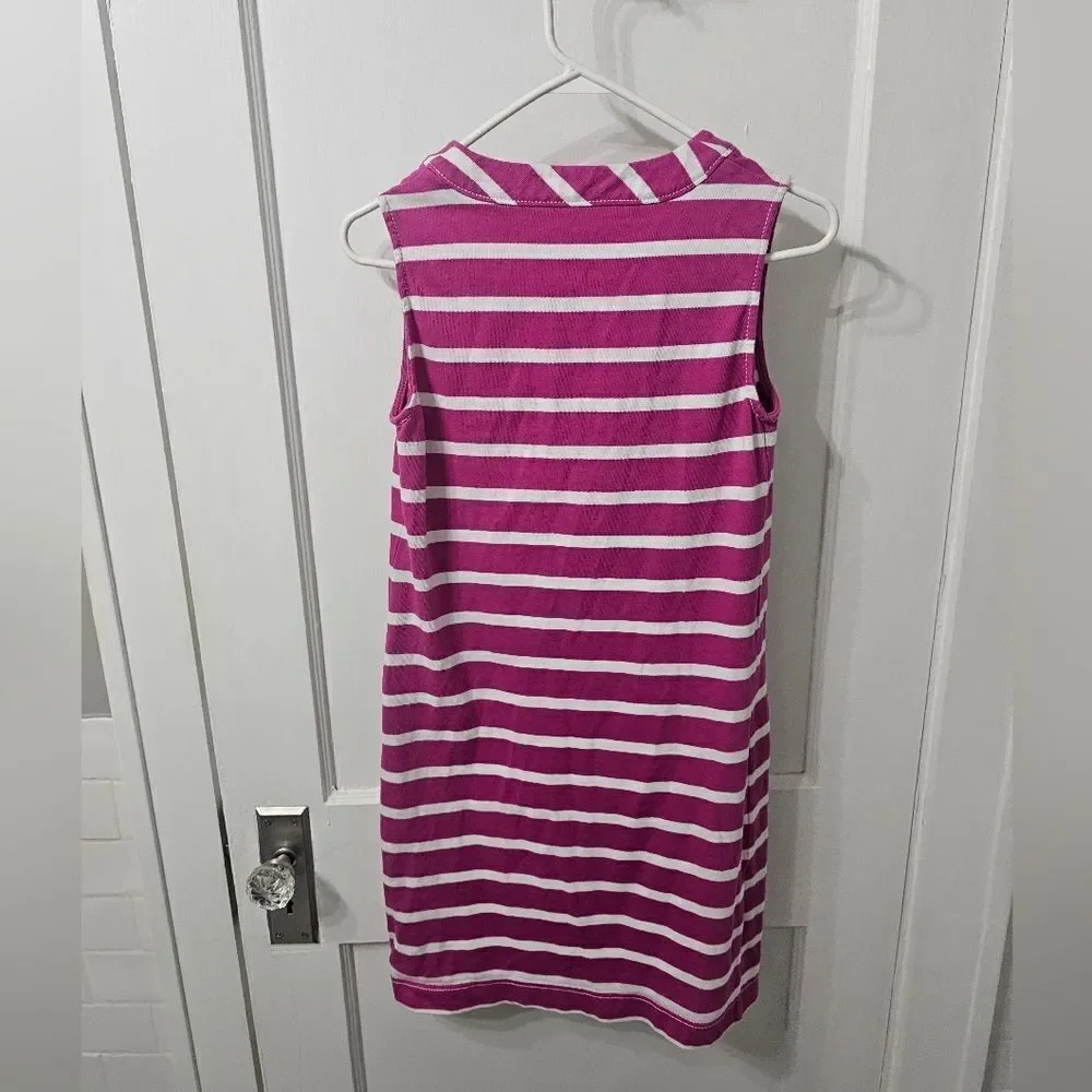 Kate Spade Pink and White Striped Sleeveless Dress With Bow And Pockets Sz M